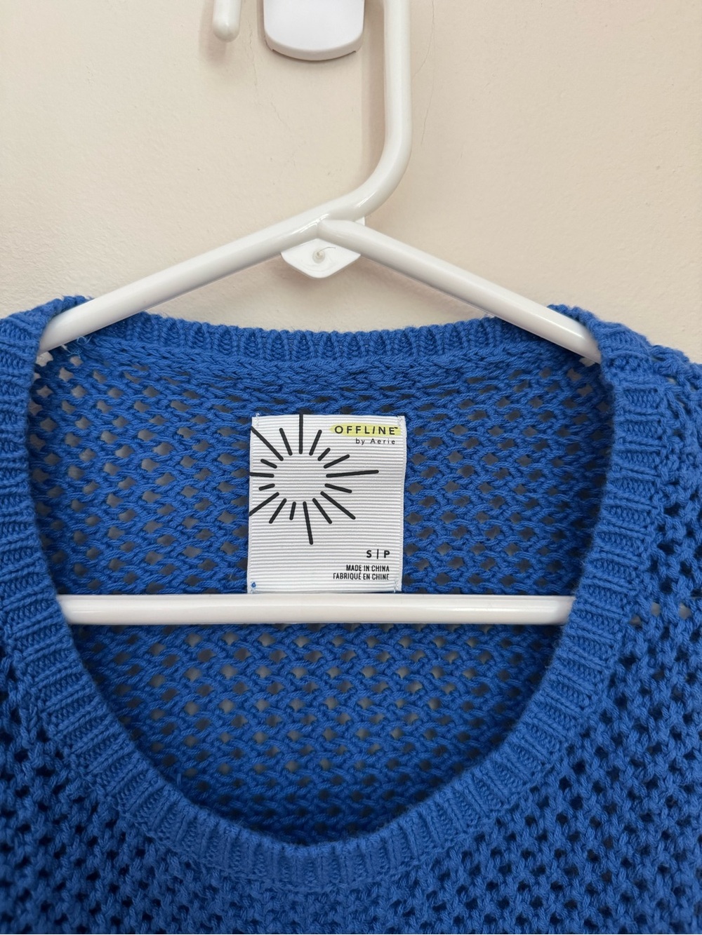 Offline By Aerie Blue Open Knit Sweater Tank Top Women’s Small Beach Cover Up - Picture 3 of 5